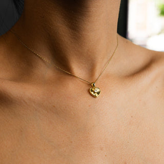NTF CZ Heart Pendant Cuban Chain – 925 Sterling Silver 14K Gold Finished