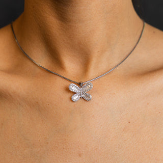 NTF CZ Butterfly Pendant Box Chain – 925 Sterling Silver & Rhodium Finished