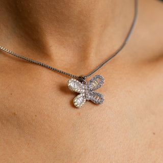 NTF CZ Butterfly Pendant Box Chain – 925 Sterling Silver & Rhodium Finished