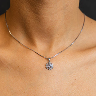 NTF Round CZ Pendant Box Chain – 925 Sterling Silver & Rhodium Finished