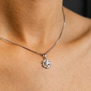 NTF Round CZ Pendant Box Chain – 925 Sterling Silver & Rhodium Finished