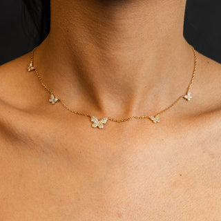 NTF CZ Butterfly Cuban Chain – 925 Sterling Silver &amp; 14K Gold Finished