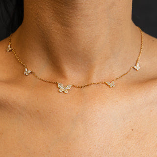 NTF CZ Butterfly Cuban Chain – 925 Sterling Silver &amp; 14K Gold Finished