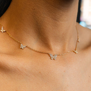 NTF CZ Butterfly Cuban Chain – 925 Sterling Silver &amp; 14K Gold Finished