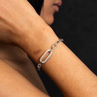NTF CZ Detail Bracelet – 925 Sterling Silver & Rhodium Finished