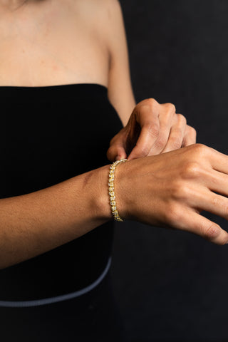 NTF Full CZ Bracelet – 925 Sterling Silver & 14K Gold Finished