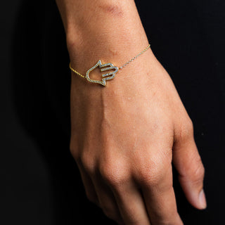 NTF CZ Hamsa Bracelet – 925 Sterling Silver & 14K Gold Finished