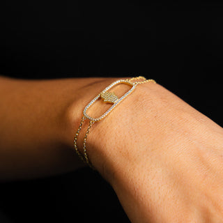 NTF CZ Hamsa Bracelet – 925 Sterling Silver & 14K Gold Finished