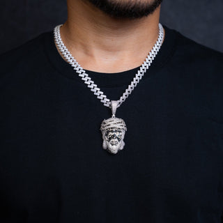 NTF MEN'S BUSTDOWN CUBAN CHAIN WITH JESUS HEAD PENDANT