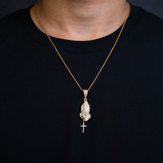 NTF MEN'S ROPE CHAIN WITH PRAYING HANDS PENDANT