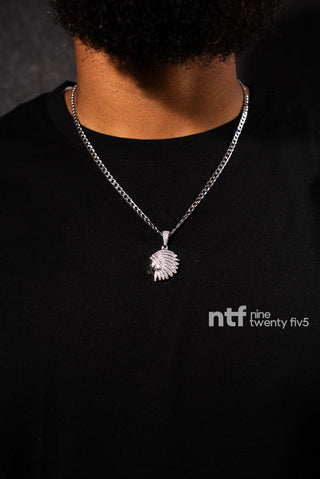 ICE CUBAN SOLID CHAIN + INDIO PENDANT – WHITE GOLD | 4MM