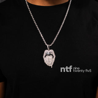 White Rope Chain 4mm with Money Lips Pendant