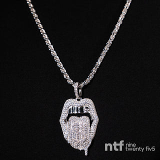 White Rope Chain 4mm with Money Lips Pendant