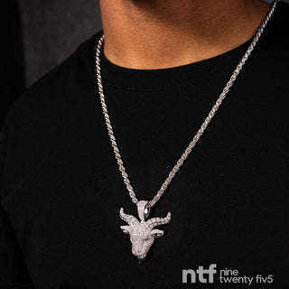 White Rope Chain 4mm with Goat Head Pendant
