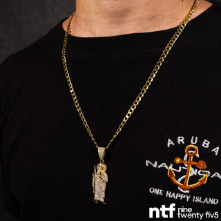 SOLID CUBAN CHAIN + SAN JUDAS PENDANT – TWO TONE | 4MM