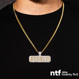 ICE CUBAN SOLID CHAIN + RICH PENDANT – YELLOW GOLD | 5MM