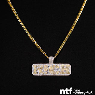 ICE CUBAN SOLID CHAIN + RICH PENDANT – YELLOW GOLD | 5MM