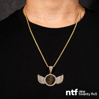 ROPE CHAIN + PICTURE PENDANT WITH WINGS – YELLOW GOLD | 2MM