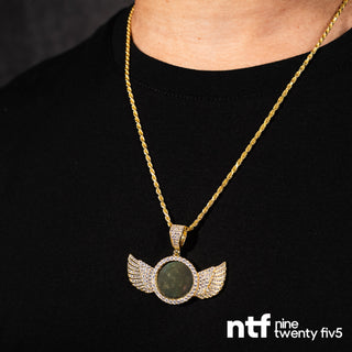 ROPE CHAIN + PICTURE PENDANT WITH WINGS – YELLOW GOLD | 2MM