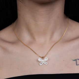 NTF Butterfly Pendant Necklace with Baguette & Round CZ Stones