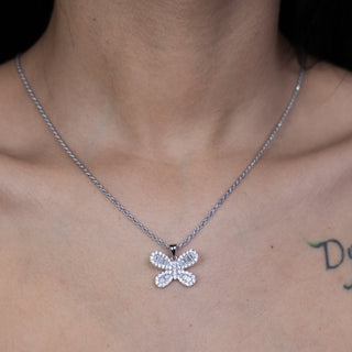 NTF Butterfly Pendant Necklace with Baguette & Round CZ Stones
