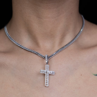 NTF Miami Cuban Chain with Baguette Stone Cross Pendant