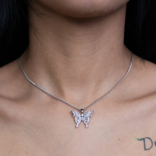 NTF Butterfly Pendant Necklace with Baguette & Round CZ Stones