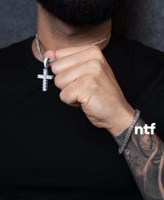 NTF Men’s Ice-Cut Chain with Cross Pendant