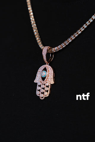 NTF Men’s Rose Gold Ice-Cut Chain & Hamsa Pendant