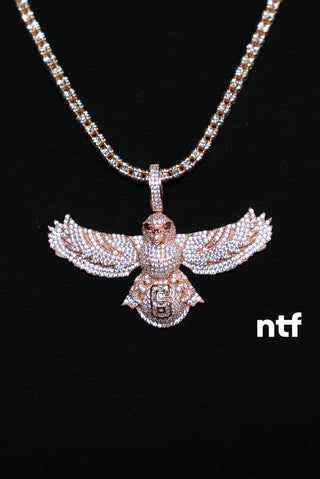 NTF Men’s Rose Gold Ice-Cut Chain, Full CZ Bird Pendant & Ice Bracelet Set