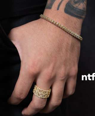 NTF Men’s yellow Ice Bracelet & Full CZ Ring Set