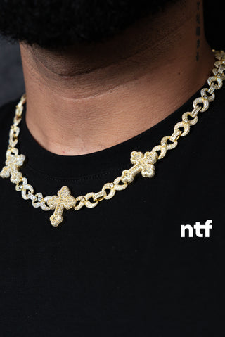 NTF Men’s Triple Iced Cross Charms chain