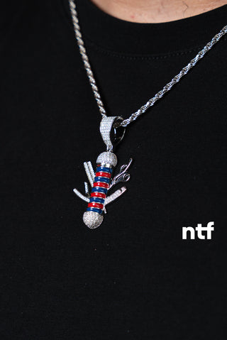 NTF Men’s Rope Chain &amp; Barber Pendant – Moissanite