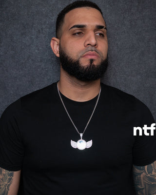 NTF Men’s Cuban Chain & Winged Picture Pendant Set