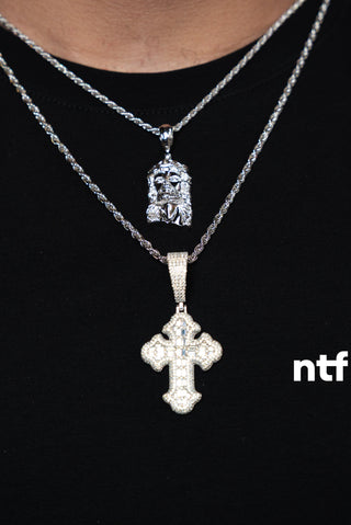 NTF Men’s Rope Chain Set – Jesus Pendant & Full Moissanite Cross