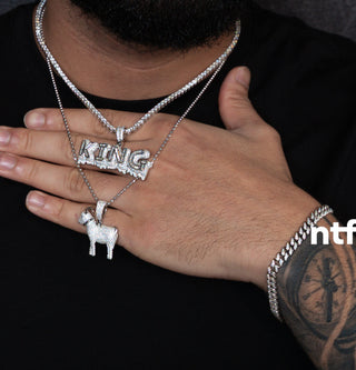 NTF Men’s Moissanite Tennis & Moon Cut Chain Set