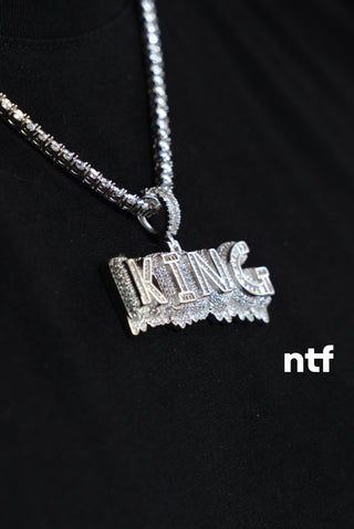 NTF Men’s Moissanite Tennis Chain & “King” Pendant
