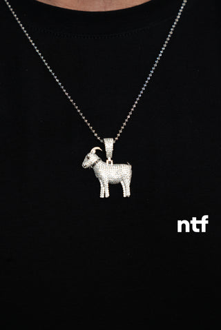 NTF Men’s Moon-Cut Chain & Full CZ Goat Pendant