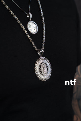 NTF Men’s Cuban & Rope Chain Set – Picture & Virgen Pendants