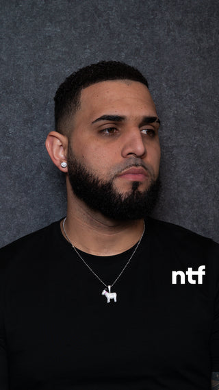 NTF Men’s Moon Cut Chain & Full CZ GOAT Pendant
