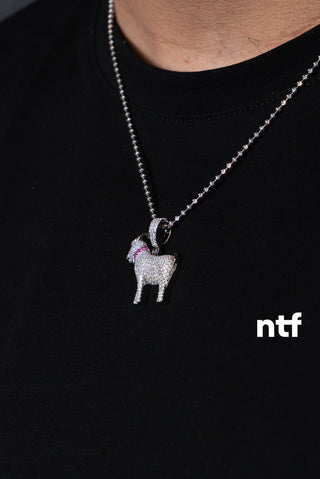 NTF Men’s Moon Cut Chain & Full CZ GOAT Pendant