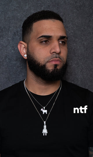 NTF Men’s Cuban & Moon Cut Chain Set – Plug & Goat CZ Pendants