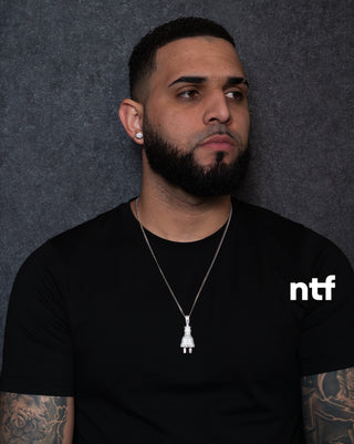 NTF Men’s Cuban Chain & Plug Full CZ Pendant