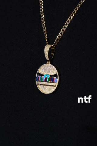 NTF Men’s Two-Tone Cuban Chain & Full CZ Last Supper Pendant