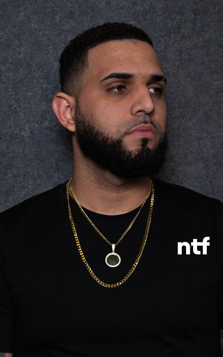 NTF Men’s Two-Tone & Gold-Finish Cuban Chain Set – Picture Pendant