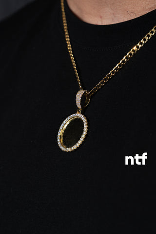 NTF Men’s Two-Tone Cuban Chain & CZ Picture Pendant