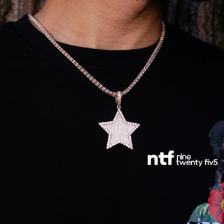 ⭐ Iced Chain with Star Pendant – Rose Gold on 925 Silver