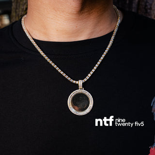Custom Photo Pendant Ice Chain - Yellow Gold Plated 925 Silver