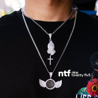 Miami Cuban Chain Bundle - Praying Hands & Photo Pendant Set