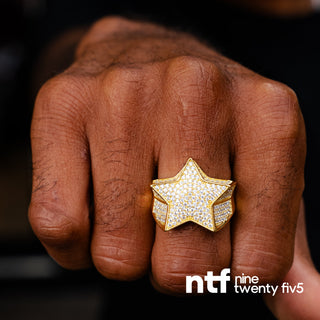 ⭐ Men’s Star Ring – Yellow Gold with CZ Stones on 925 Silver